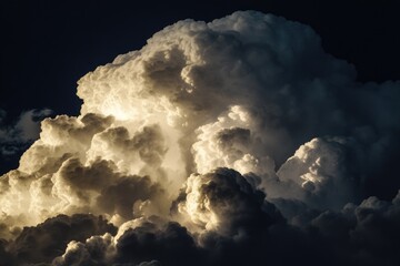 A large cloud in the sky with a plane flying away, great for backgrounds and travel themes