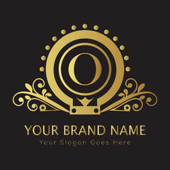 Letter Luxury brand logo design with a royal gold crown emblem and elegant typography
