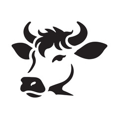 Obraz premium Cow Head Silhouette Vector Illustration Design