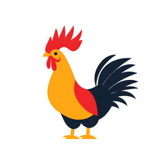 Modern Rooster Icon with Bold Lines and Proud Upright Stance