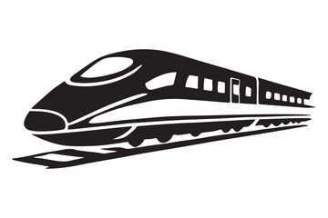 Sleek High-Speed Train Silhouette on Tracks