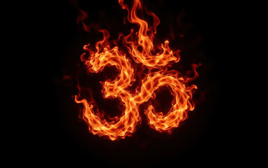 Fototapeta premium OM symbol formed by PapayaWhip color flames on a black background