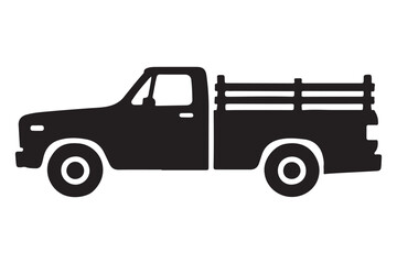 Silhouette Illustration of a Pickup Truck with Rack