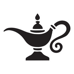 Aladdin's Magical Lamp Silhouette Vector Graphic