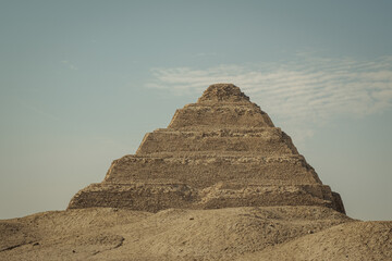 The pyramid of Djoser.  Step Pyramid of Djoser and The pyramid complex of Userkaf in the Sahara...