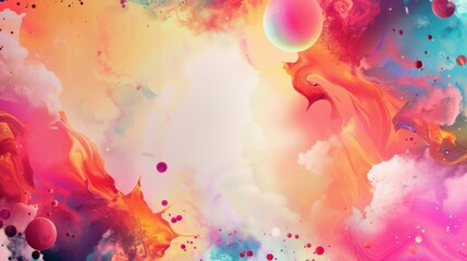 a surreal dreamscape of vibrant colors and abstract forms, white space in the center of the page for text, bold and dynamic hues against a surreal backdrop