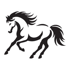 Silhouette Illustration of a Running Horse