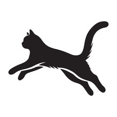 Black Silhouette Illustration of a Jumping Cat