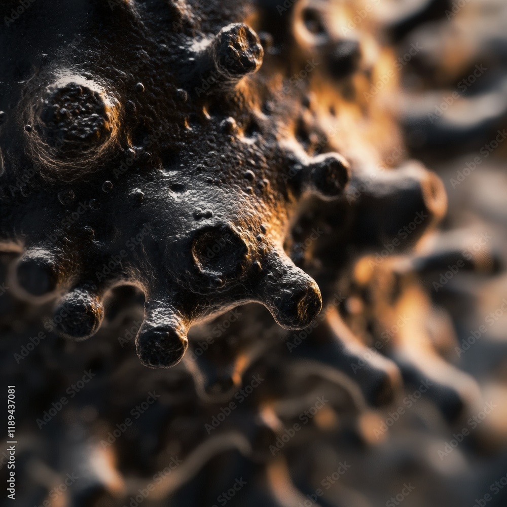 Poster close up view of microbes found on common surfaces like door handles and smartphones during everyday
