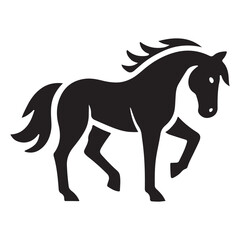 Elegant Black Silhouette Horse Illustration Vector