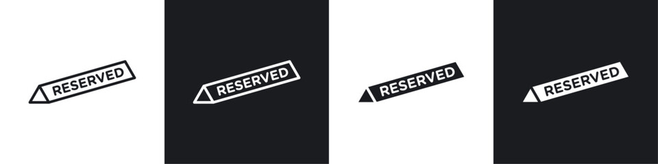 Reserved icons vectors set in black. line and flat versions