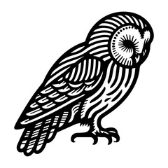 Obraz premium Simple Vector Icon of a Ural Owl – Logo Design Illustration