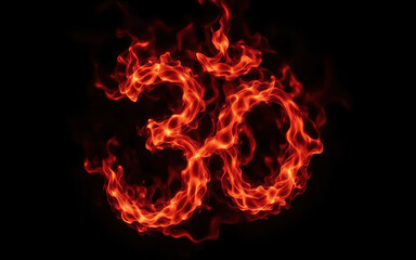 Fototapeta premium OM symbol formed by Crimson color flames on a black background