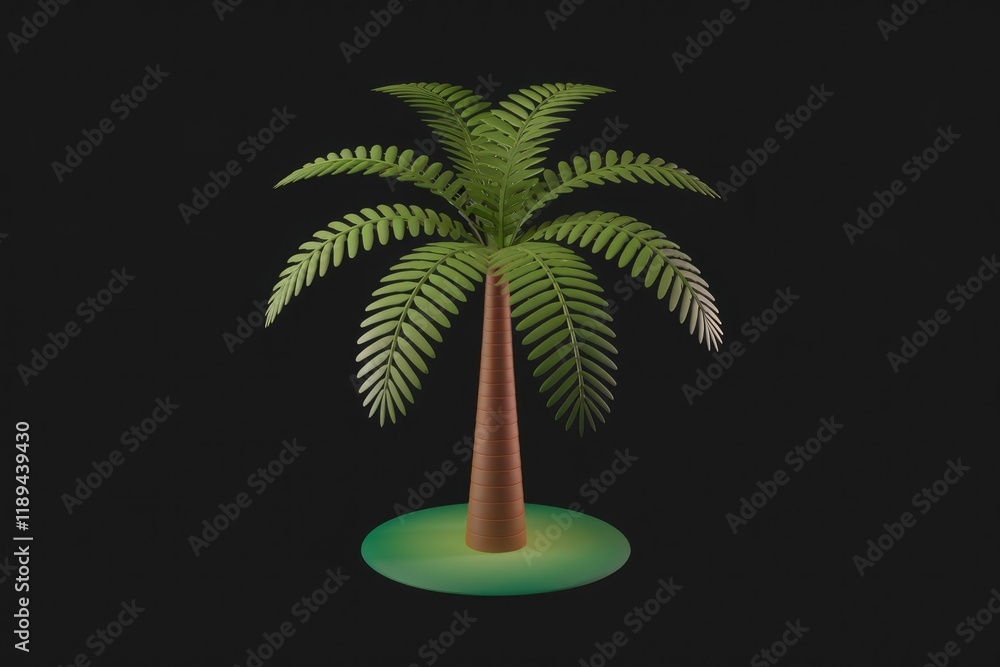 Poster a stylized 3d model of a palm tree, isolated on a transparent background.