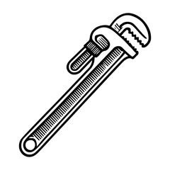 Simple Vector Icon of a Pipe Wrench &ndash; Logo Design Illustration