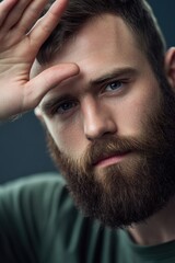 Obraz premium Portrait of a man with long beard, looking directly at the camera