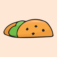 meal. doodle food with colored filling. fast food icons. fast street food. burger. pizza and hot dog. cutlets with a bun. vector. doodle. on a colored background. food products.