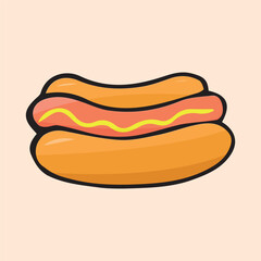 meal. doodle food with colored filling. fast food icons. fast street food. burger. pizza and hot dog. cutlets with a bun. vector. doodle. on a colored background. food products.