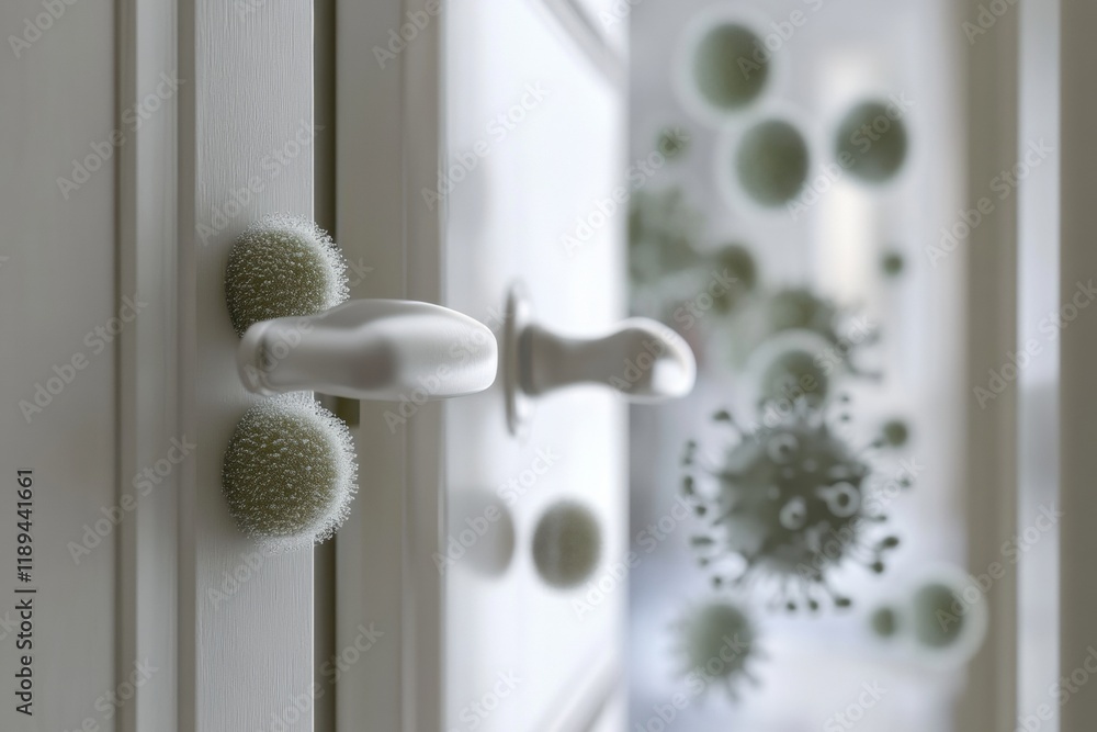 Aufkleber Exploring the presence of microbes on common surfaces like door handles and smartphones. Generative AI