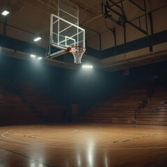 Empty Basketball Court at Night 