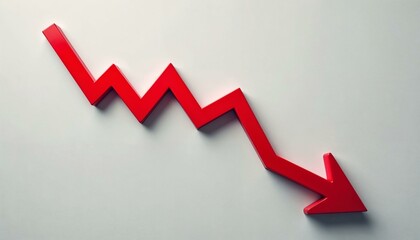 Vibrant red downward zigzag arrow illustration symbolizing decline