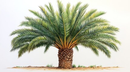 Obraz premium Lush Palm Tree Surrounded by Clear Water in a Desert Oasis Landscape
