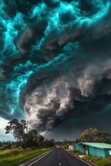 A large cloud covers the road with its shadow, providing shade and blocking sunlight