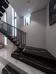 black marble staircase in private house