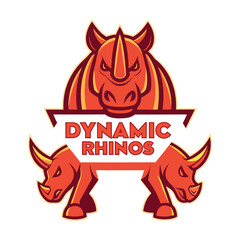 Dynamic Rhinos Logo Vector Design perfect for sports teams and business branding. Features a bold, stylish, and professional rhino mascot graphic ideal for creative projects.