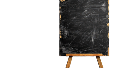Old, wooden and worn standing blackboard, PNG - transparent background