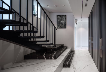 black marble staircase in private house
