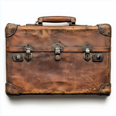 Vintage leather suitcase weathered by time and travels showcases unique character and history