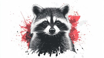 Obraz premium Wide Angle Grunge Cute and Happy Raccoon Wild Animal Image