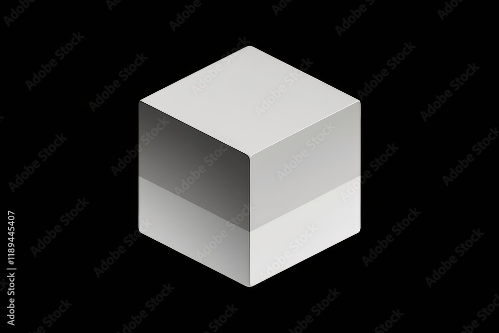 Poster A grayscale cube, three-dimensional, minimalist, isolated on transparent background.