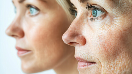 Beauty and wisdom reflected in the eyes of two women inspiring connection and understanding across generations