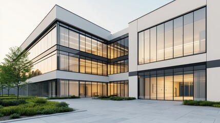 Fototapeta premium Modern Hospital with Large Glass Facades