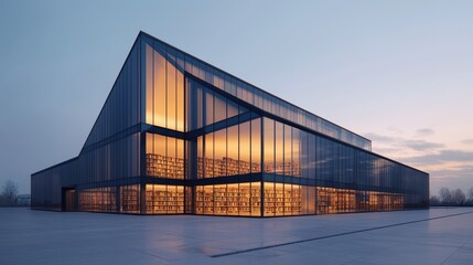 Fototapeta premium Modern Library with Angular Glass Exteriors