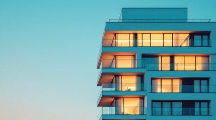 Obraz premium Modern Residential Skyscraper with Glass Balconies