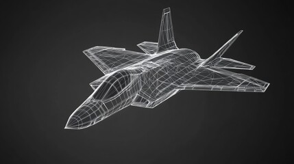A wireframe model of a jet aircraft showcasing its design and structure.