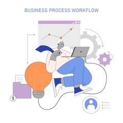 Business Process Automation. Flat Vector Illustration