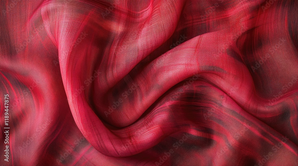 Poster dramatic macro shot of flowing red fabric its smooth textures illuminated by soft light creating abs