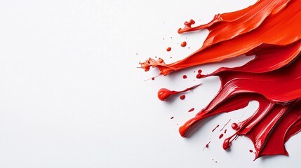 Colorful red and orange paint strokes on white background