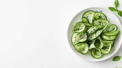 Fresh cucumber salad with black sesame seeds
