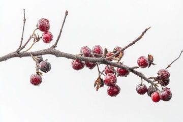 red berries on a branch with ice