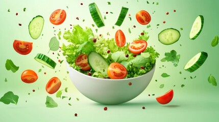 Flying salad bowl graphic with fresh ingredients  AR 169 quality 2 stylize 250 version 61