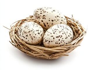 Obraz premium three speckled eggs in a nest