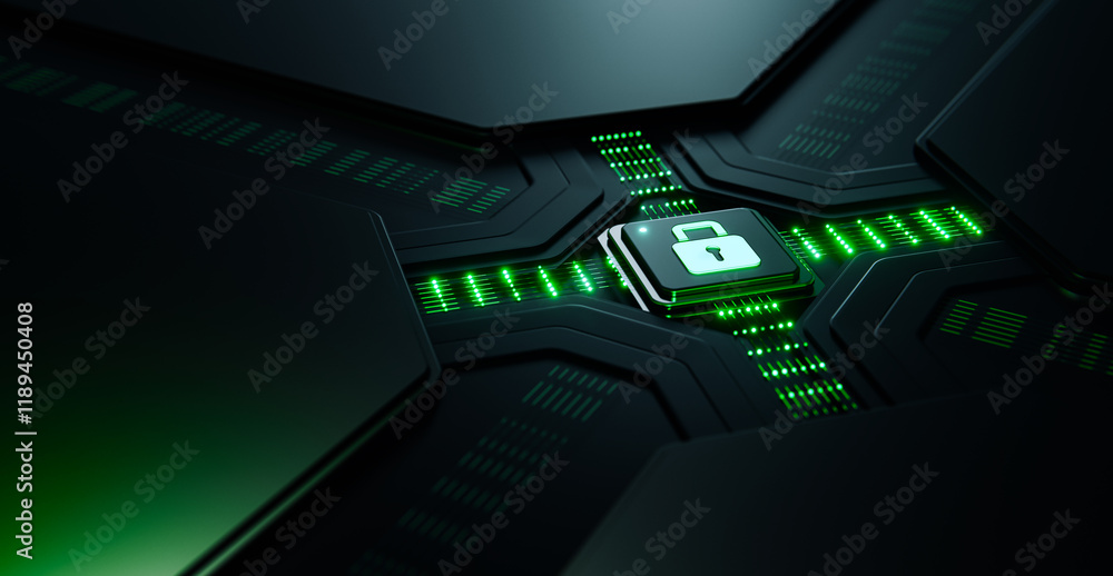Poster cyber security data protection chip on circuit board