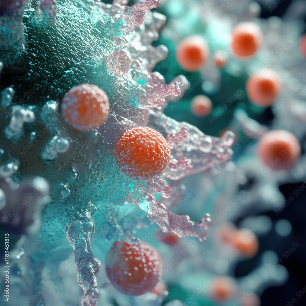 Aufkleber close up view of microbes on common surfaces highlighting presence on door handles and smartphones. 