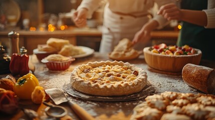 Close-Up of a Steaming Freshly Baked Pie for British Pie Week 3
