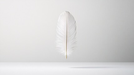White Feather on Gray Background